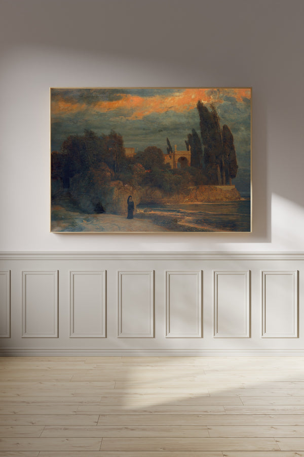 Arnold Böcklin — Villa by the Sea (Orange Clouds) | Symbolist Art Print