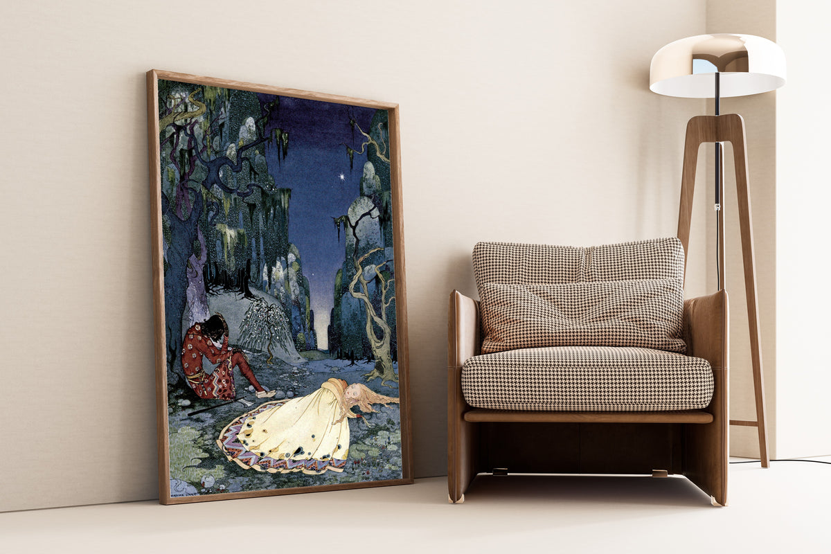 Virginia Frances Sterrett — Violette consented willingly to pass the night in the forest | Fairy Tale Illustration Print