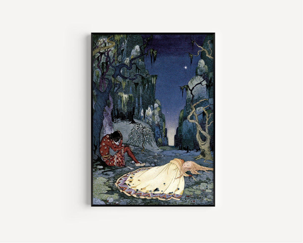 Virginia Frances Sterrett — Violette consented willingly to pass the night in the forest | Fairy Tale Illustration Print