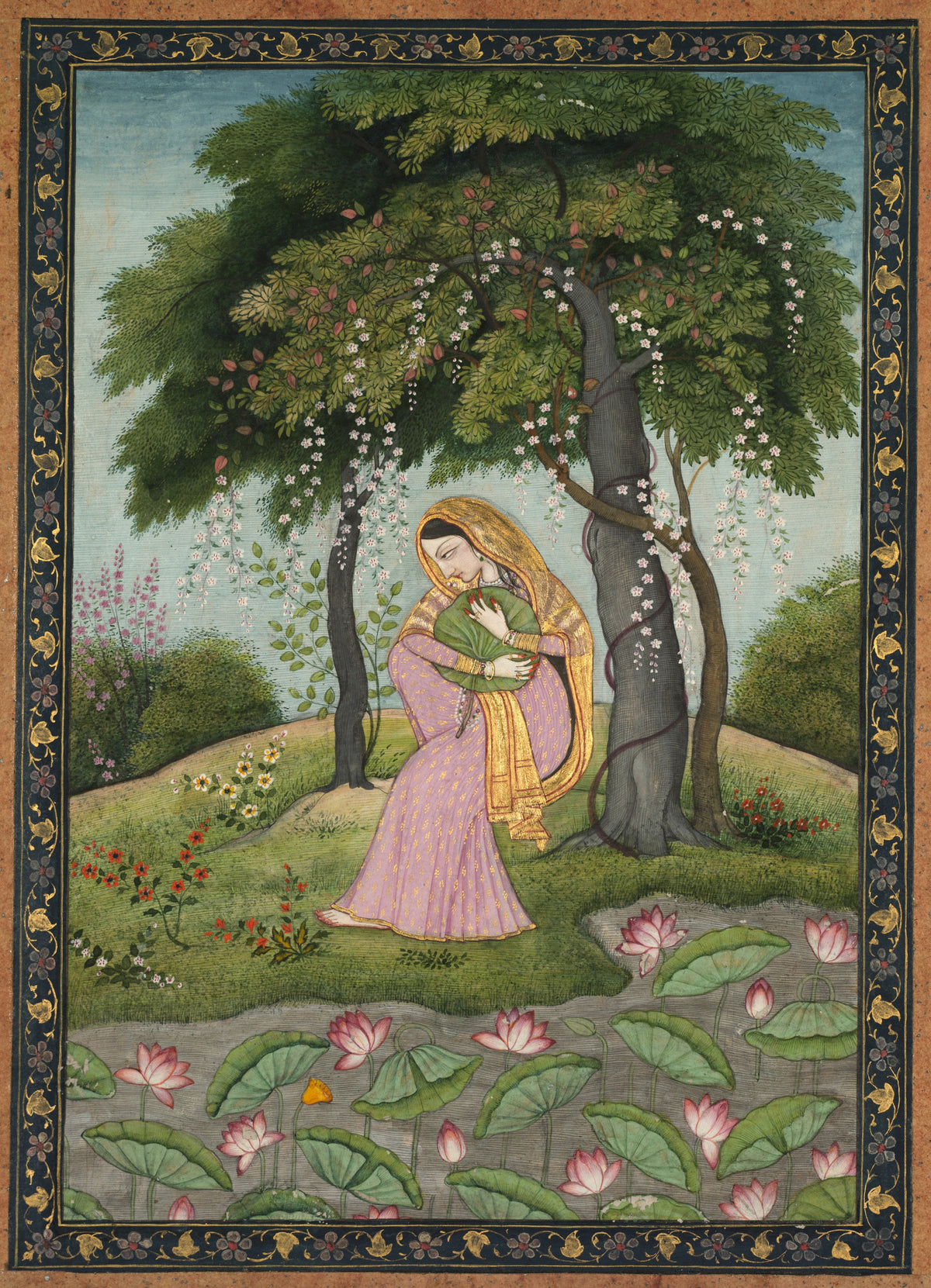 Kangra school — Virahini Nayika, Love-Torn Heroine | Indian Miniature Painting Print