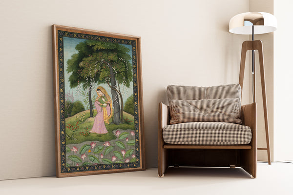 Kangra school — Virahini Nayika, Love-Torn Heroine | Indian Miniature Painting Print