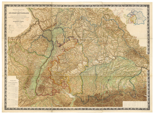 Heinrich Moehl — Wall Map of South-West Germany (Wandkarte von Süd-West-Deutschland) | Antique Wall Map Print