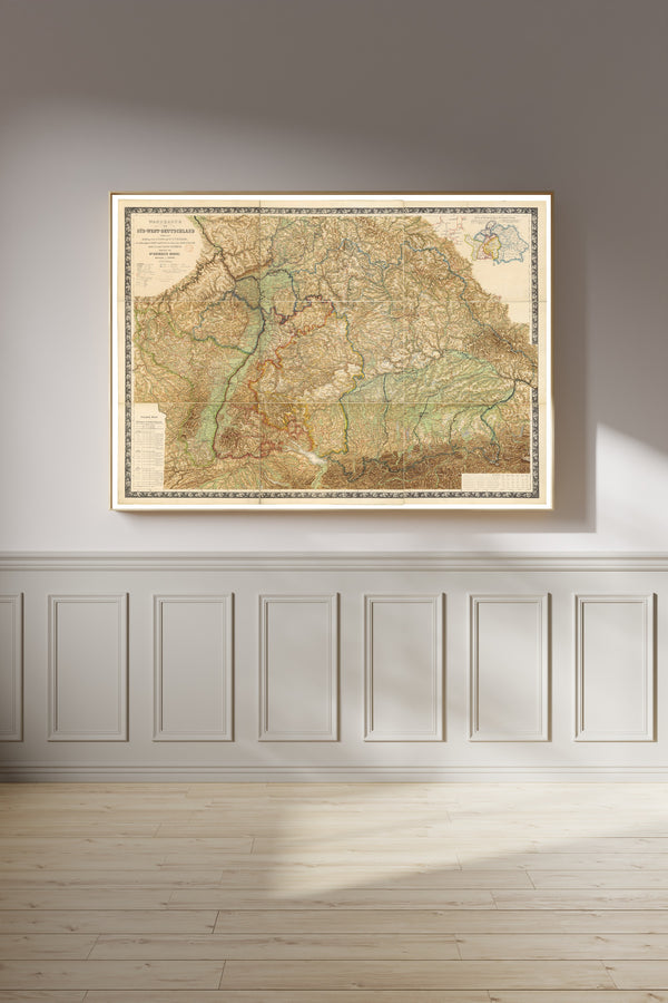 Heinrich Moehl — Wall Map of South-West Germany (Wandkarte von Süd-West-Deutschland) | Antique Wall Map Print
