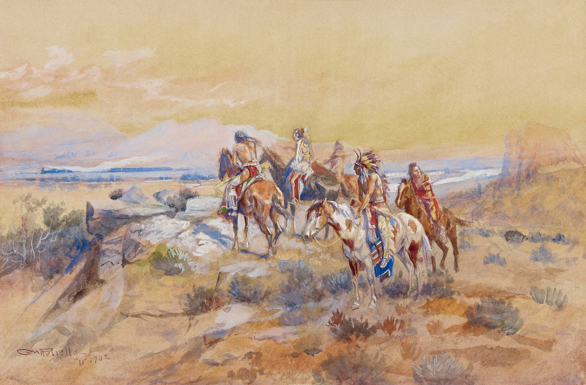 Charles M. Russell — Watching the Iron Horse | Western Art Print