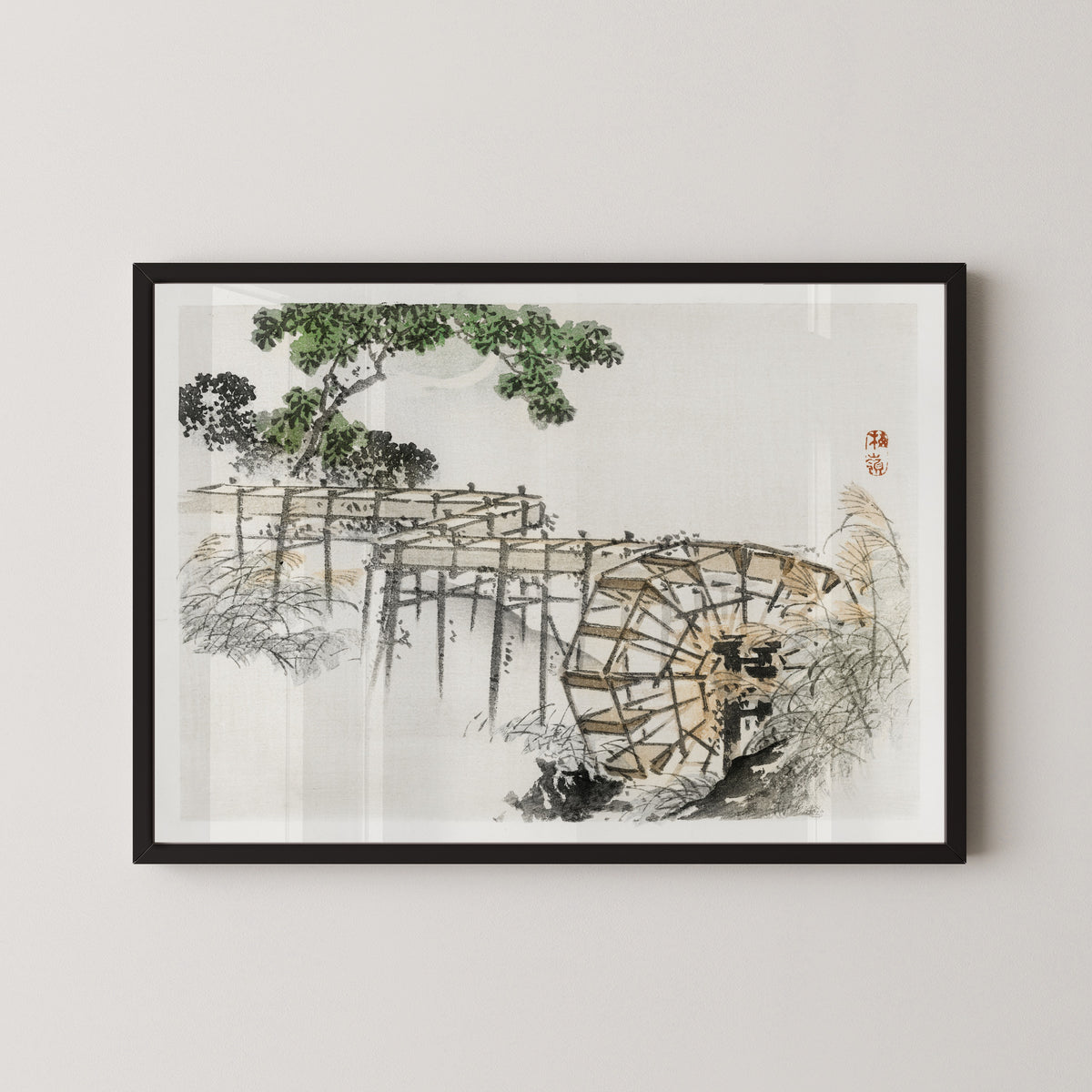 Kōno Bairei — Water wheel (Bairei Gakan) | Japanese Woodblock Print