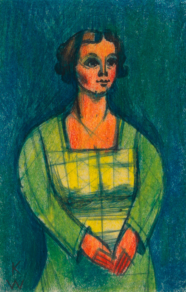 Karl Wiener — Weibliches Porträt (Female Portrait in a Green Dress) | Expressionist Art Print