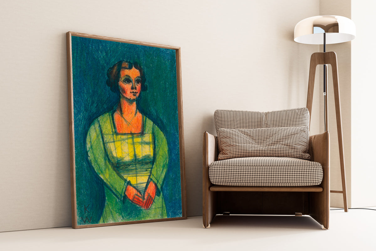 Karl Wiener — Weibliches Porträt (Female Portrait in a Green Dress) | Expressionist Art Print