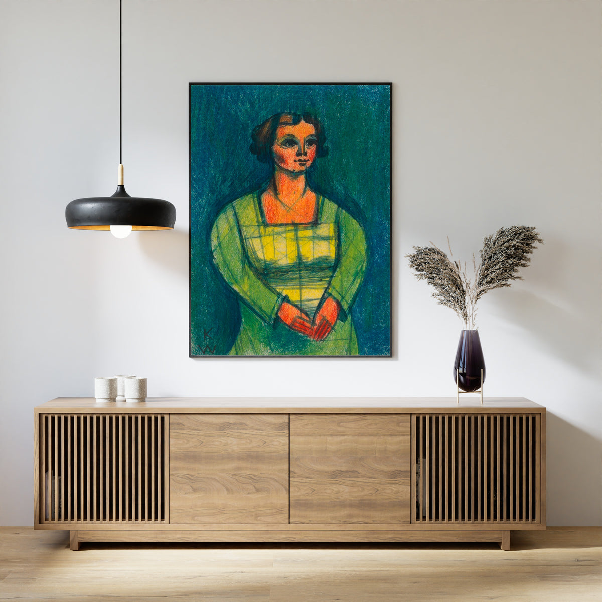 Karl Wiener — Weibliches Porträt (Female Portrait in a Green Dress) | Expressionist Art Print