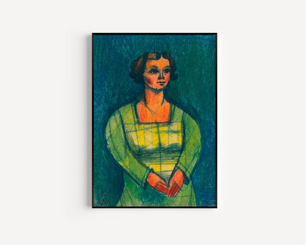 Karl Wiener — Weibliches Porträt (Female Portrait in a Green Dress) | Expressionist Art Print