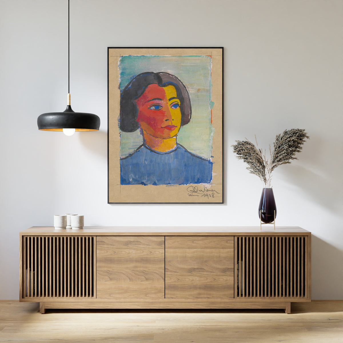 Karl Wiener — Weibliches Porträt (Female Portrait with a Red and Yellow Face) | Expressionist Art Print