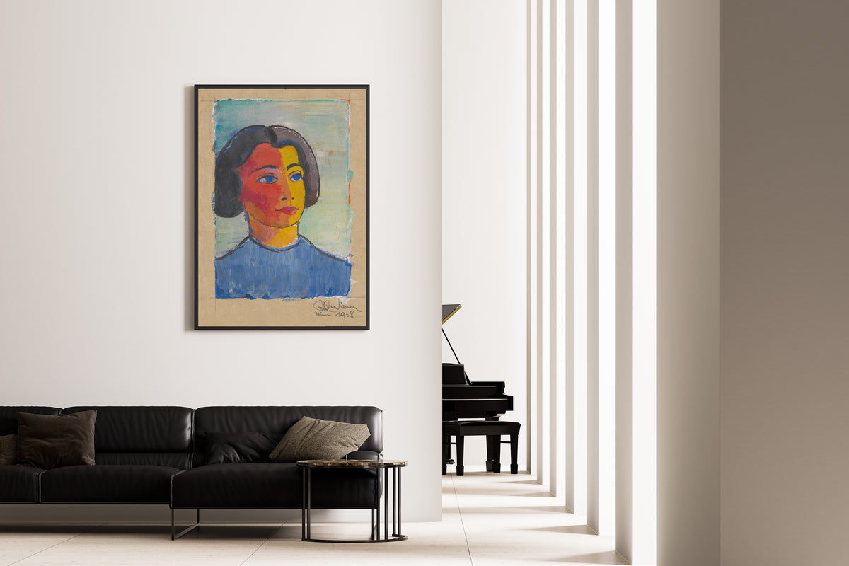 Karl Wiener — Weibliches Porträt (Female Portrait with a Red and Yellow Face) | Expressionist Art Print