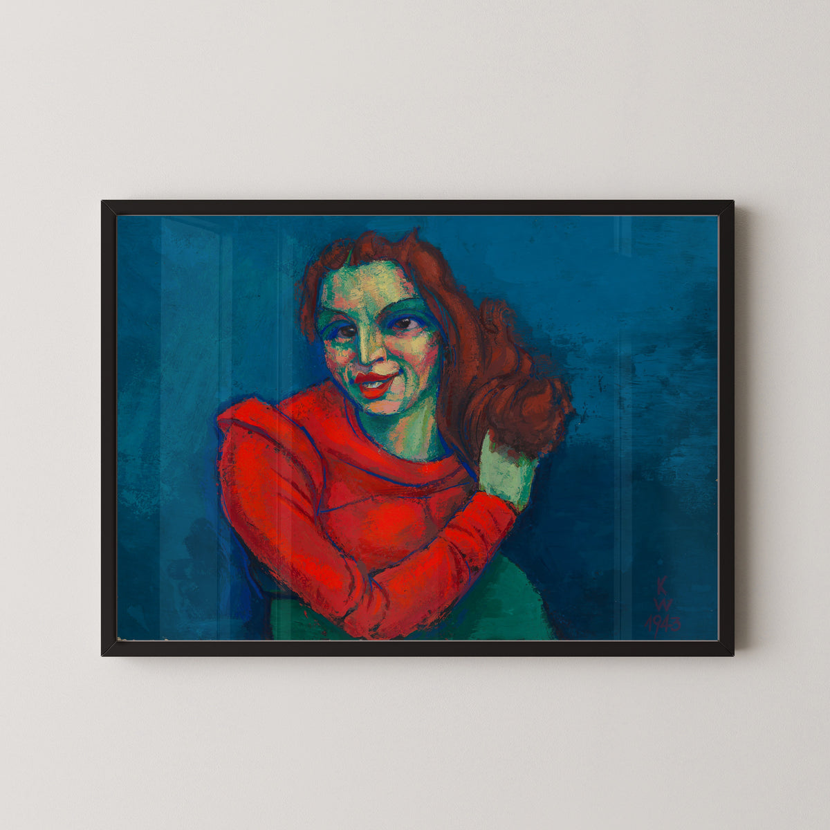 Karl Wiener — Weibliches Porträt (Woman in a Red Sweater) | Expressionist Art Print