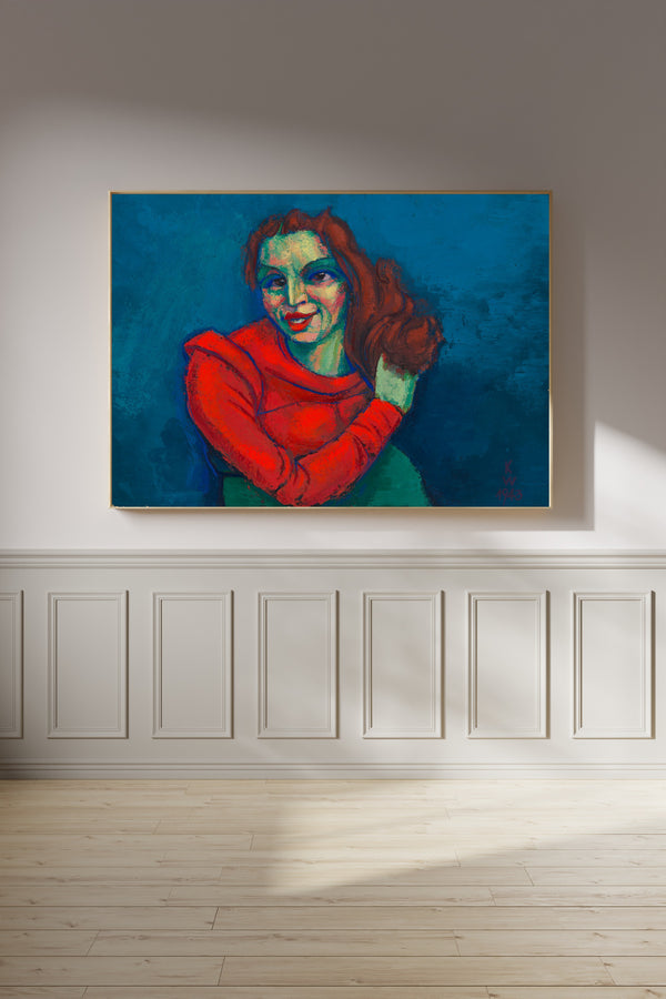 Karl Wiener — Weibliches Porträt (Woman in a Red Sweater) | Expressionist Art Print