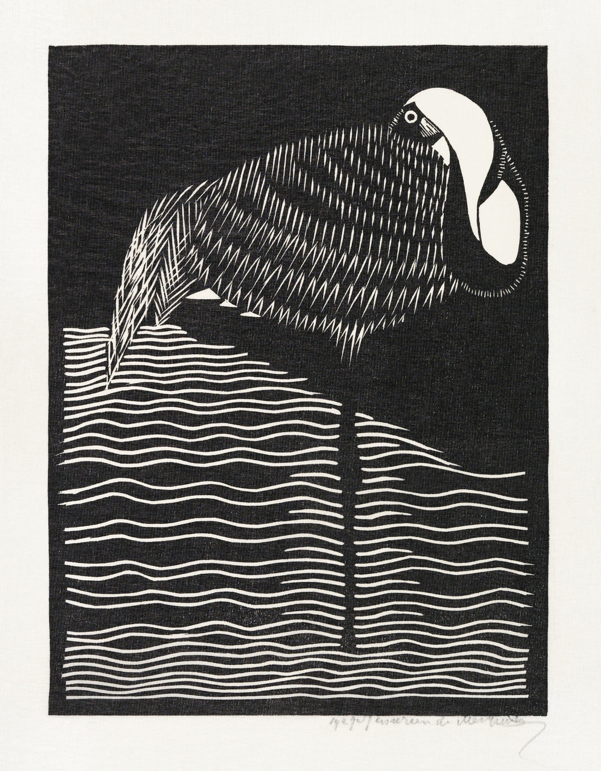 Samuel Jessurun de Mesquita — White-necked Crane | Woodcut Print