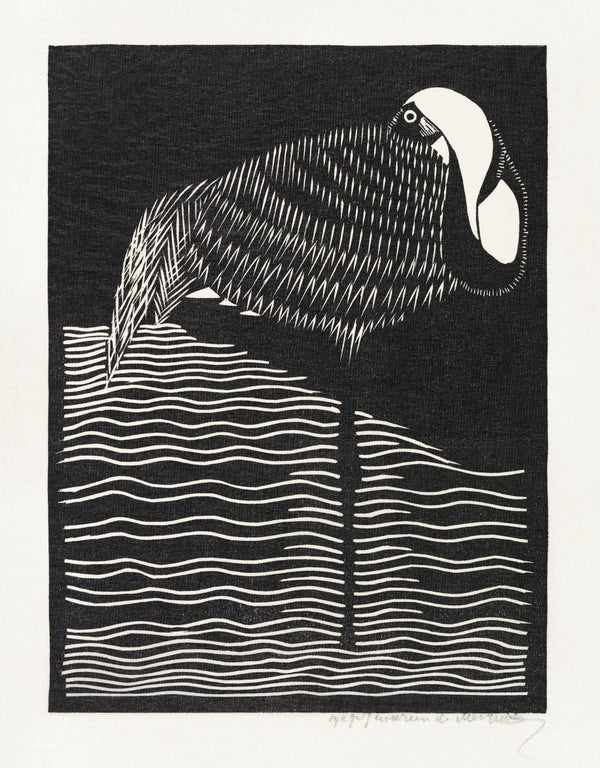 Samuel Jessurun de Mesquita — White-necked Crane | Woodcut Print