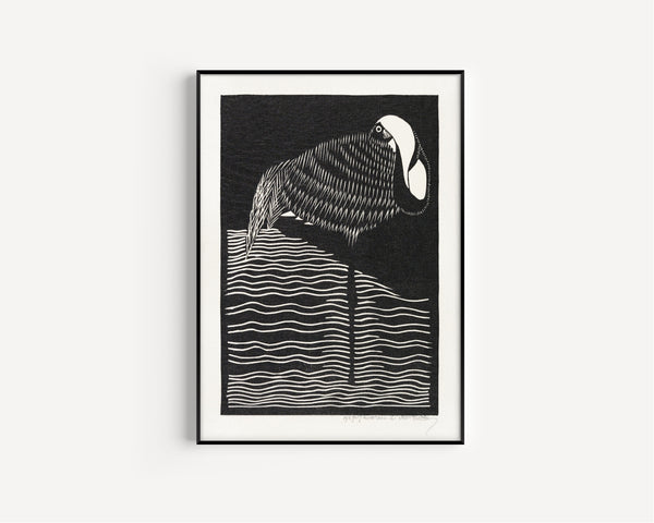 Samuel Jessurun de Mesquita — White-necked Crane | Woodcut Print