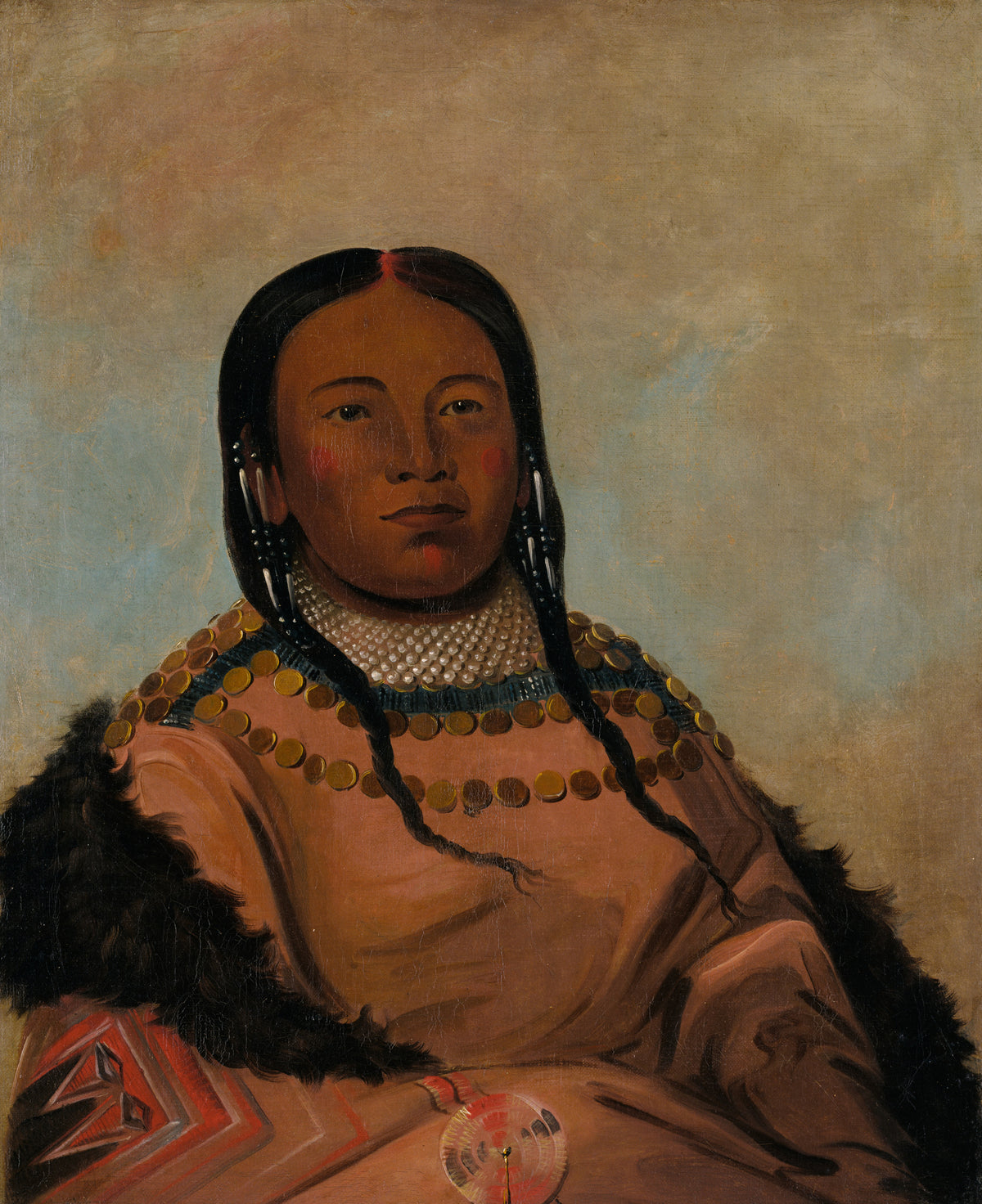 George Catlin — Wi-lóoh-tah-eeh-tcháh-ta-máh-nee, Red Thing That Touches in Marching, Daughter of Black Rock | Western Art Print