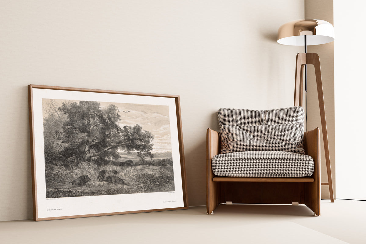 Karl Bodmer — Wild Boar in a Pond | Fine Art Print