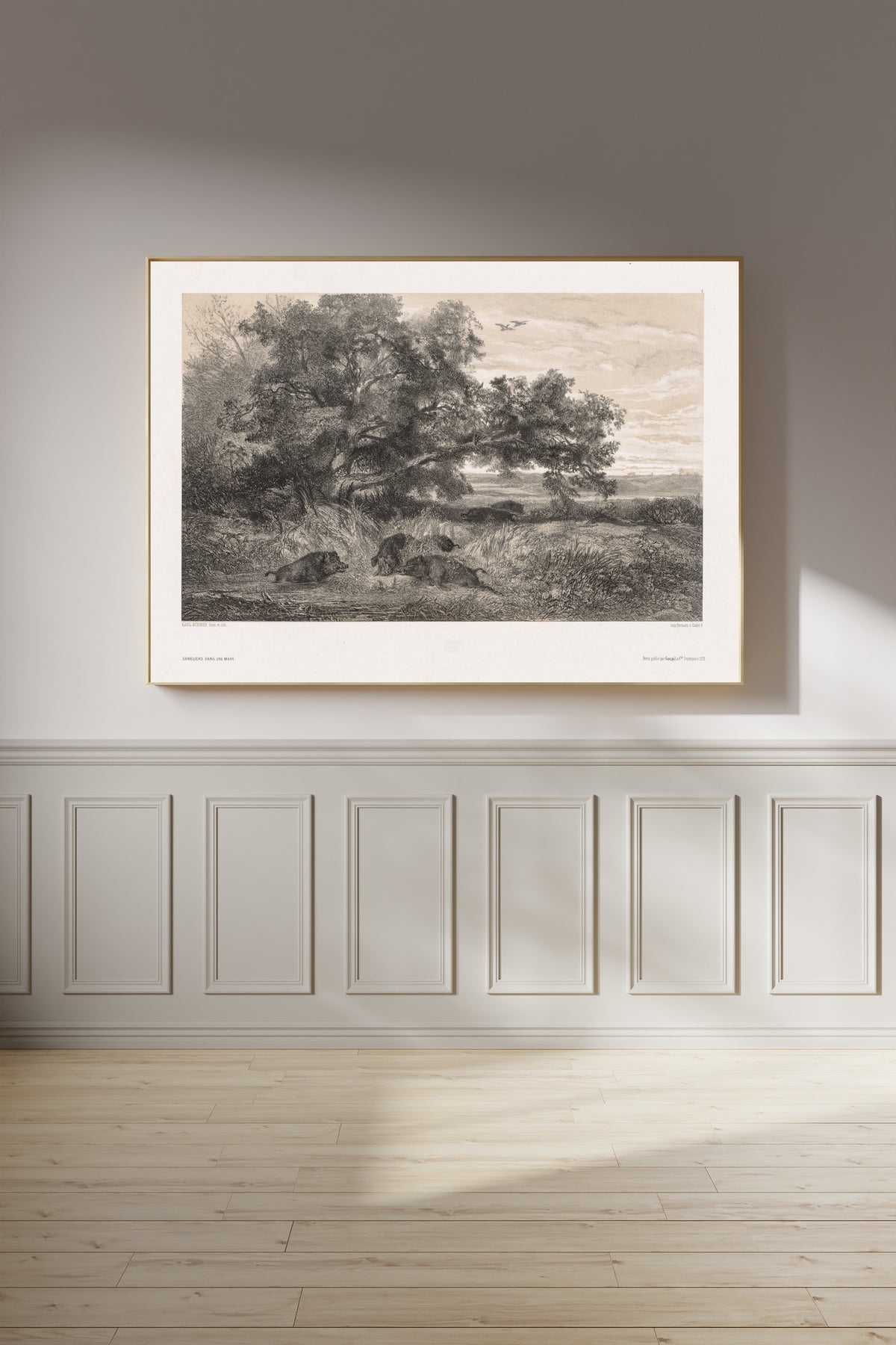 Karl Bodmer — Wild Boar in a Pond | Fine Art Print