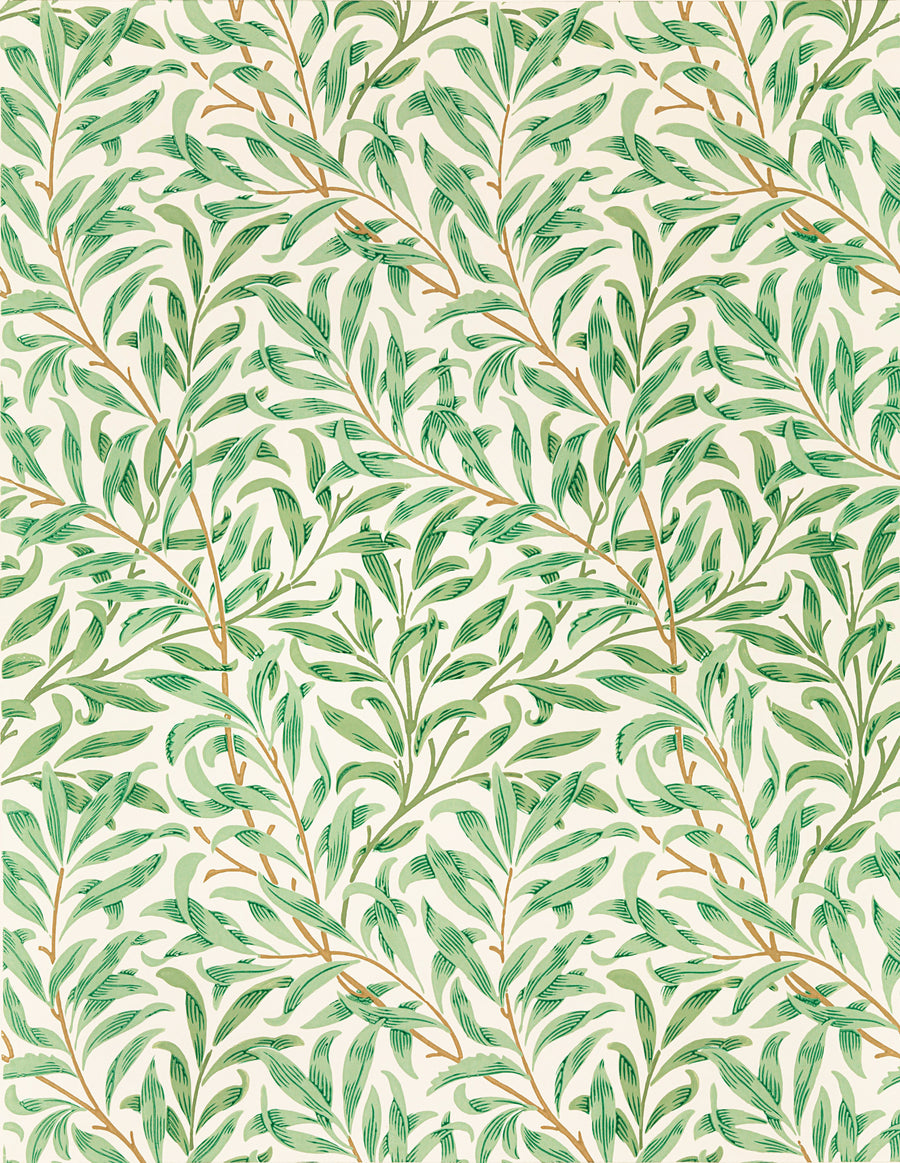William Morris — Willow Bough | Botanical Art Print shown to scale on a wall above a sofa