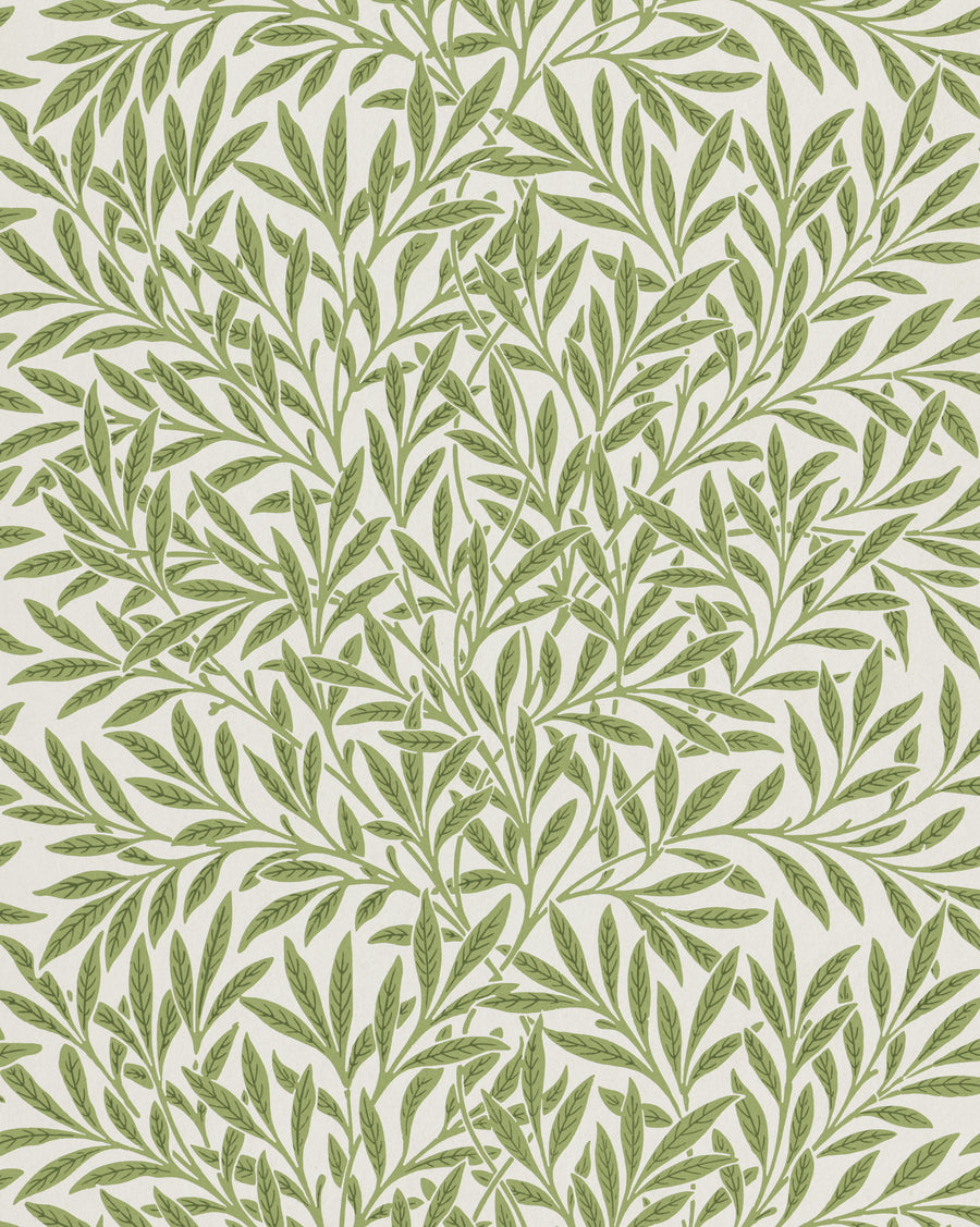 William Morris — Willow | Botanical Art Print shown to scale on a wall above a sofa