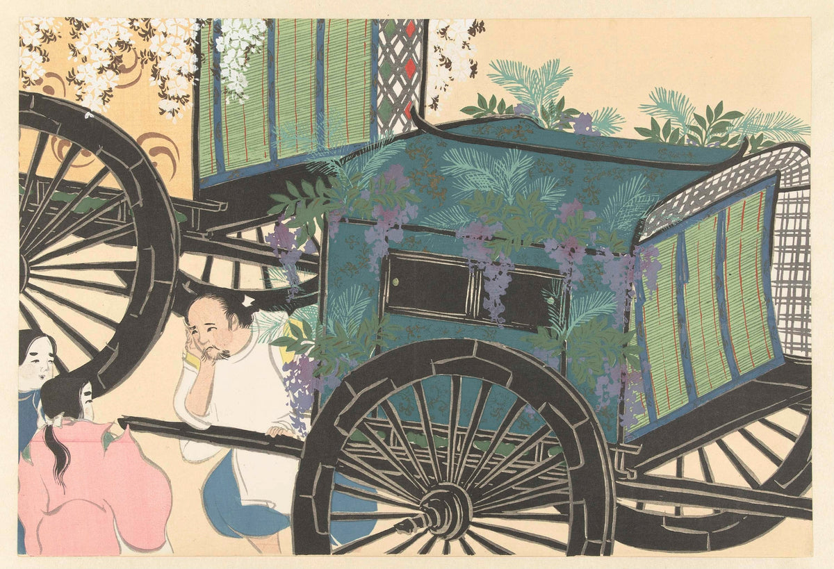 Kamisaka Sekka — Wisteria (ox cart) | Japanese Woodblock Print