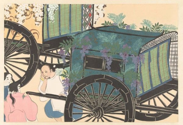 Kamisaka Sekka — Wisteria (ox cart) | Japanese Woodblock Print