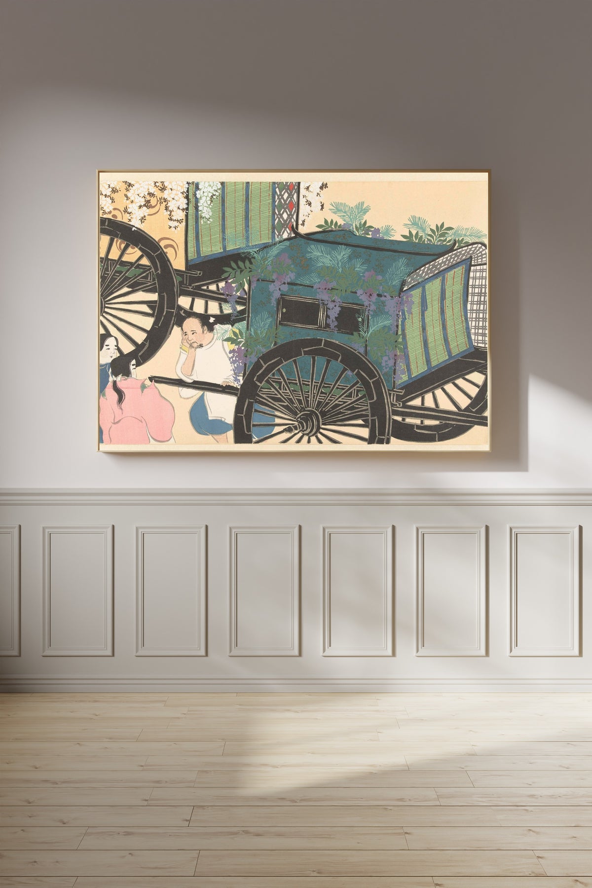 Kamisaka Sekka — Wisteria (ox cart) | Japanese Woodblock Print