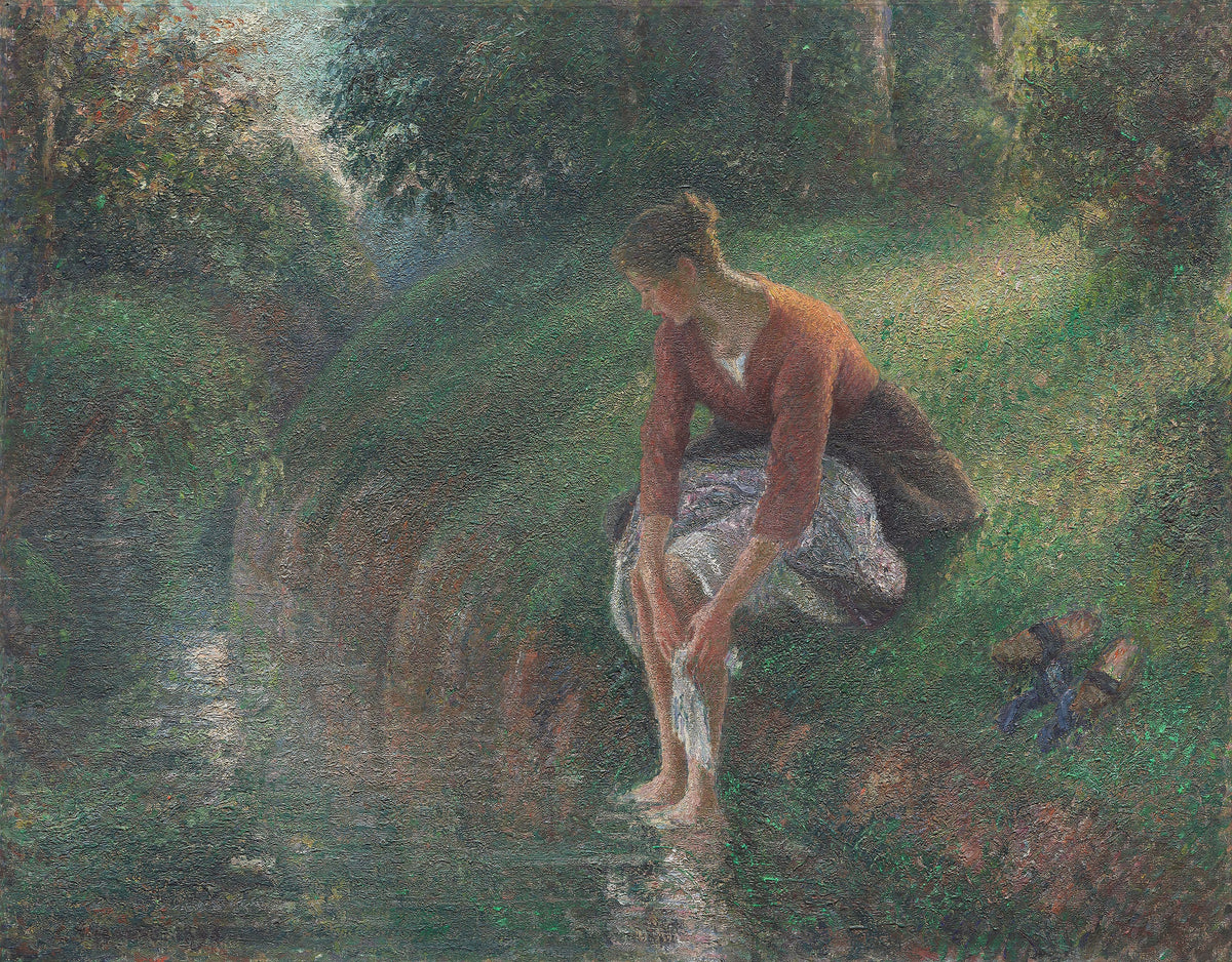 Camille Pissarro — Woman Bathing Her Feet in a Brook | Fine Art Print