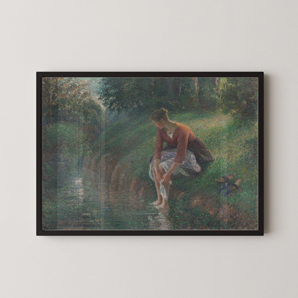 Camille Pissarro — Woman Bathing Her Feet in a Brook | Fine Art Print