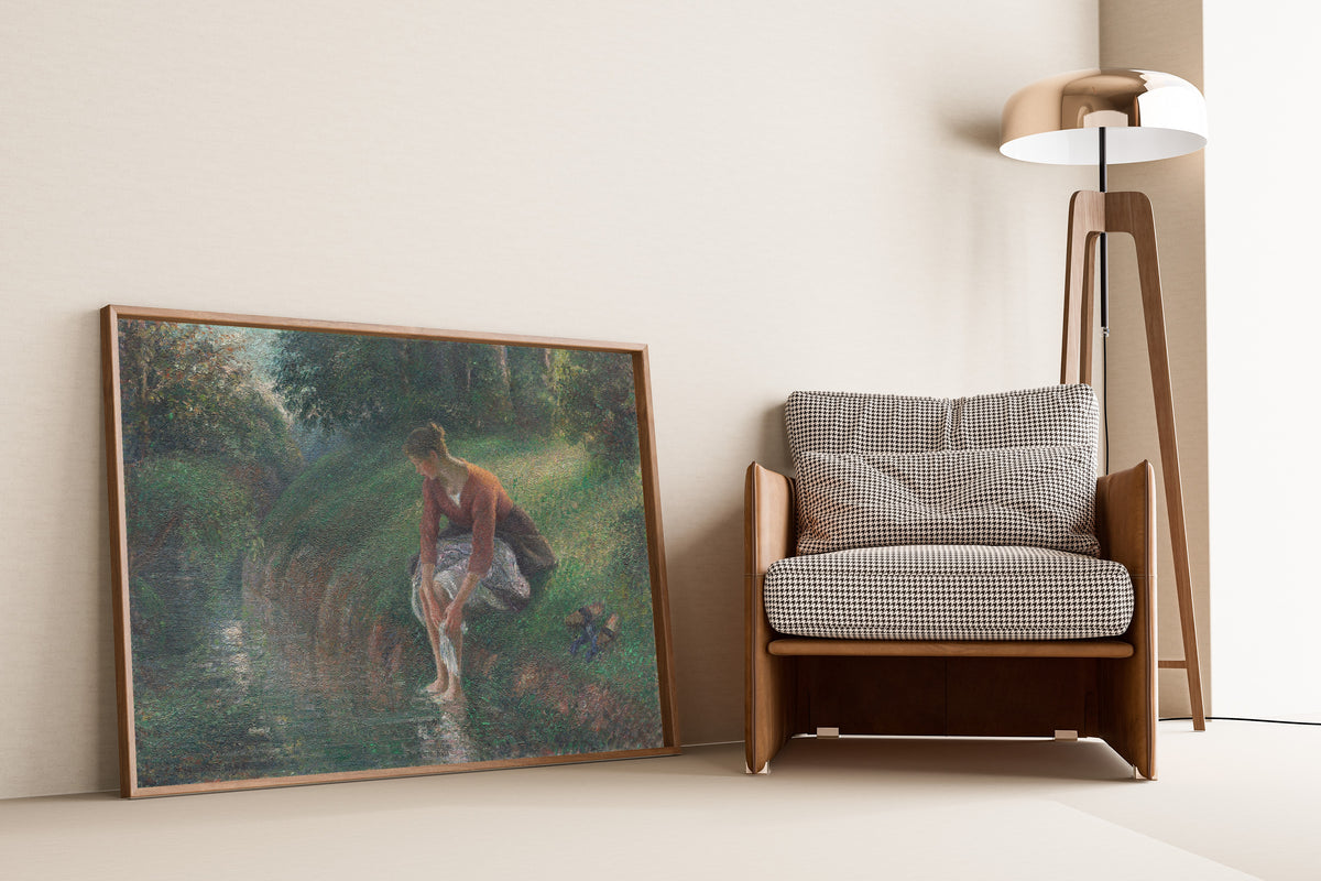 Camille Pissarro — Woman Bathing Her Feet in a Brook | Fine Art Print