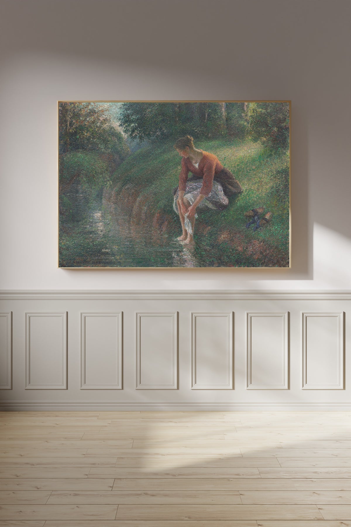 Camille Pissarro — Woman Bathing Her Feet in a Brook | Fine Art Print
