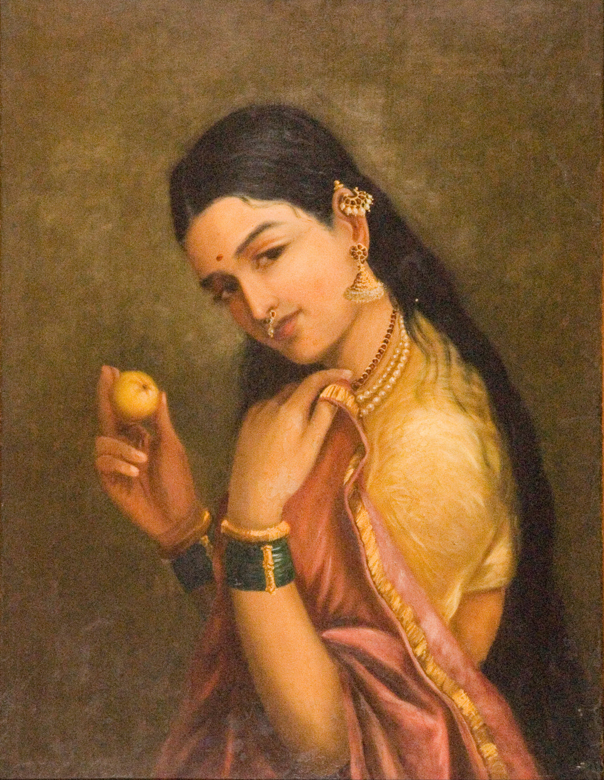 Raja Ravi Varma — Woman Holding a Fruit | Fine Art Print