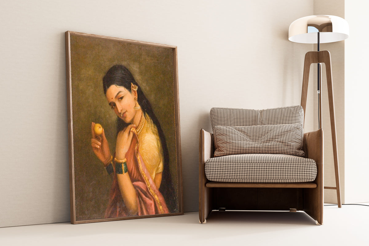 Raja Ravi Varma — Woman Holding a Fruit | Fine Art Print