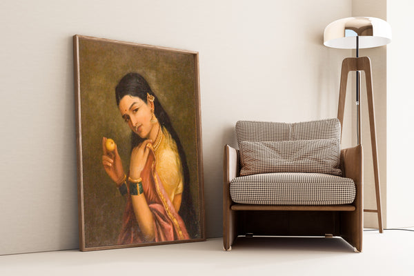 Raja Ravi Varma — Woman Holding a Fruit | Fine Art Print