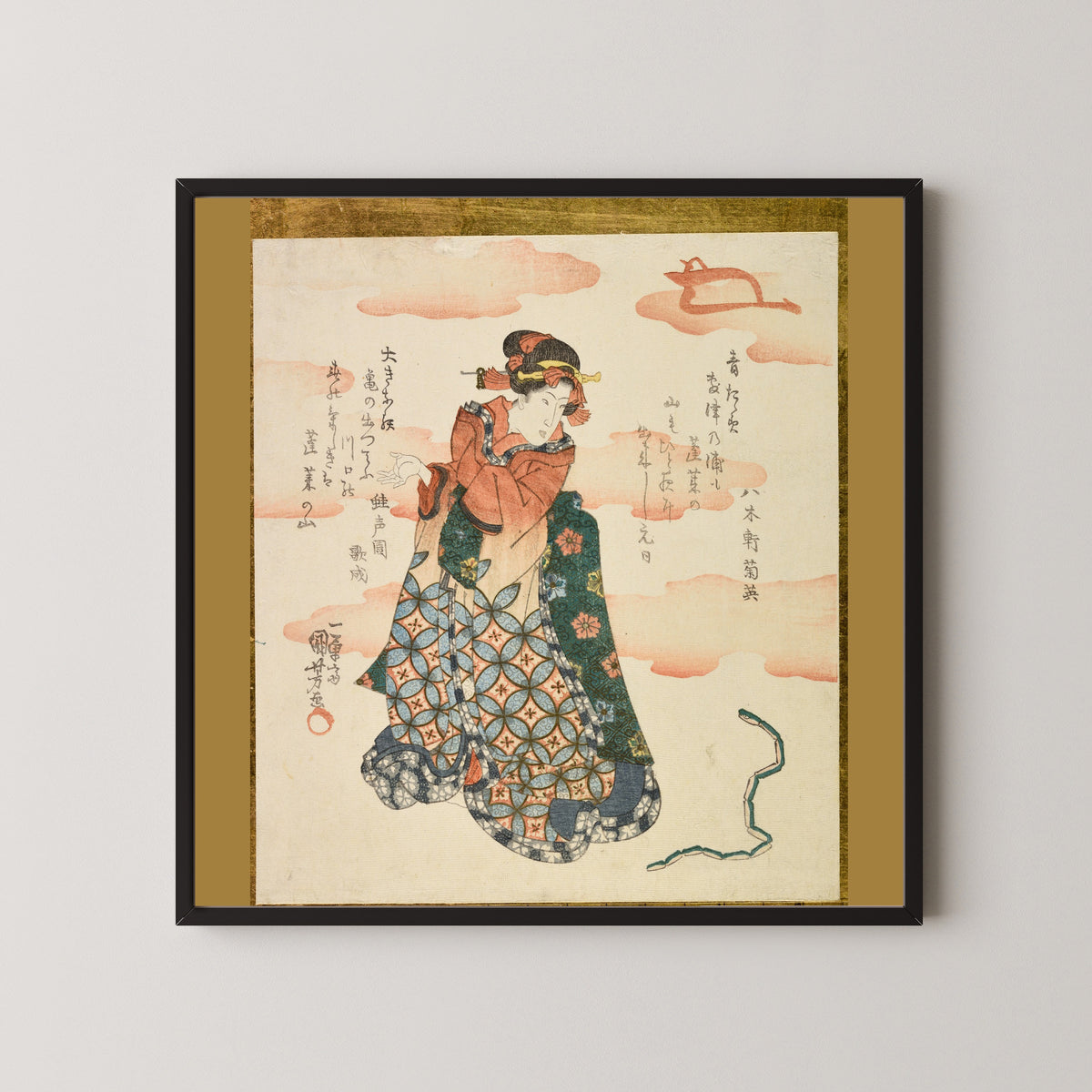 Utagawa Kuniyoshi — Woman and Toy Snake | Japanese Woodblock Print (Ukiyo-e)