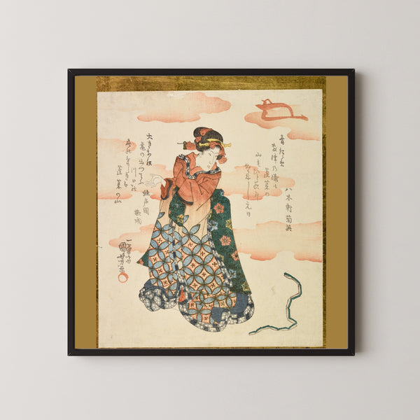 Utagawa Kuniyoshi — Woman and Toy Snake | Japanese Woodblock Print (Ukiyo-e)
