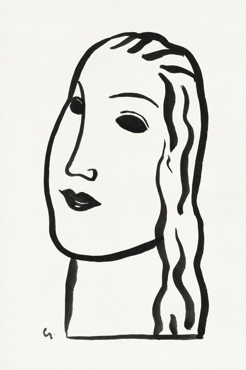 Woman's Head by Leo Gestel — A few bold ink lines sketch a woman's flowing hair