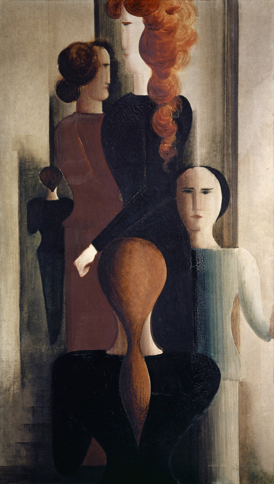 Oskar Schlemmer — Women on Stairway | Art Print shown to scale on a wall above a sofa