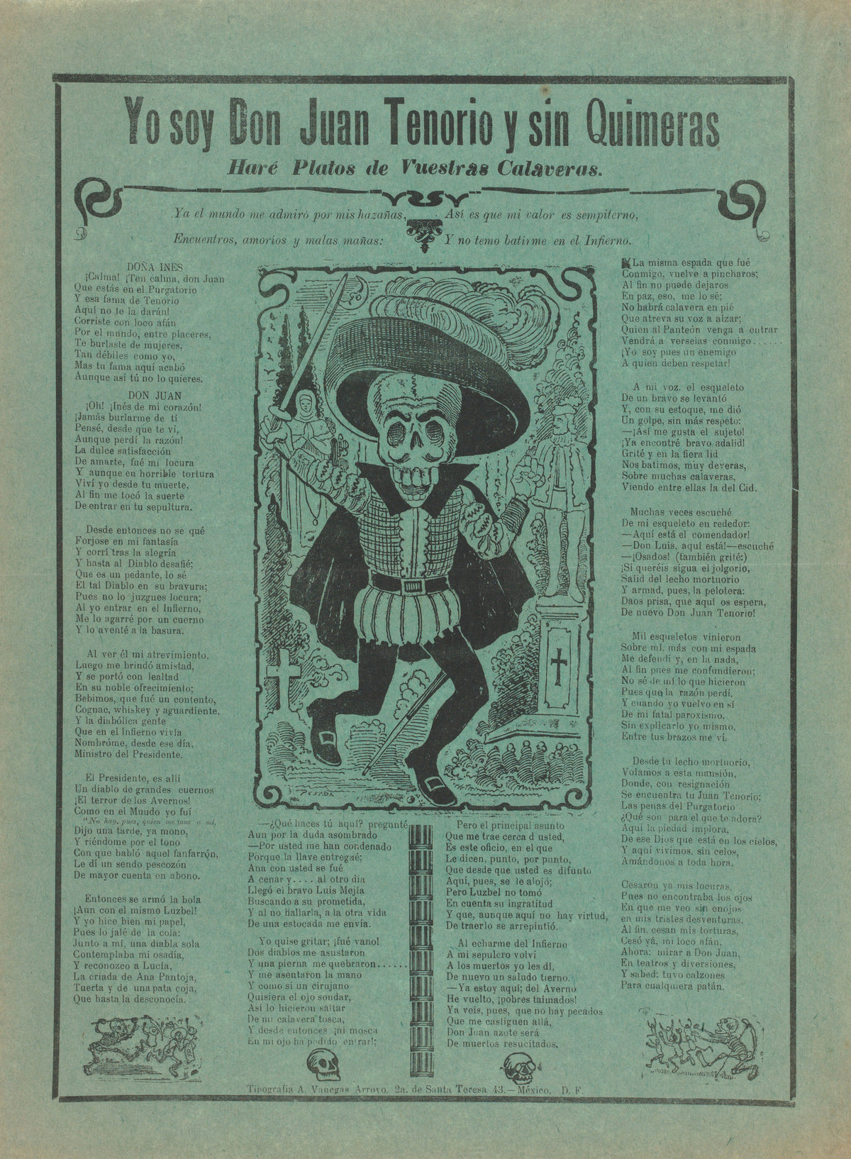 José Guadalupe Posada — Yo soy Don Juan Tenorio y sin quimeras | Relief Print