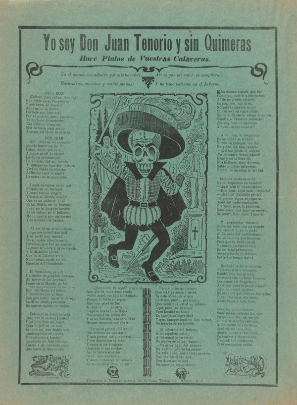 José Guadalupe Posada — Yo soy Don Juan Tenorio y sin quimeras | Relief Print
