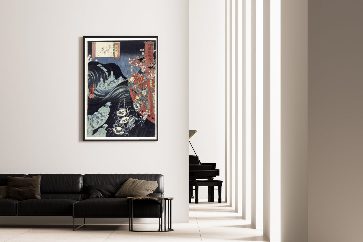 Utagawa Kuniyoshi — Yoshitsune Attacked by the Taira Ghosts | Japanese Woodblock Print (Ukiyo-e)