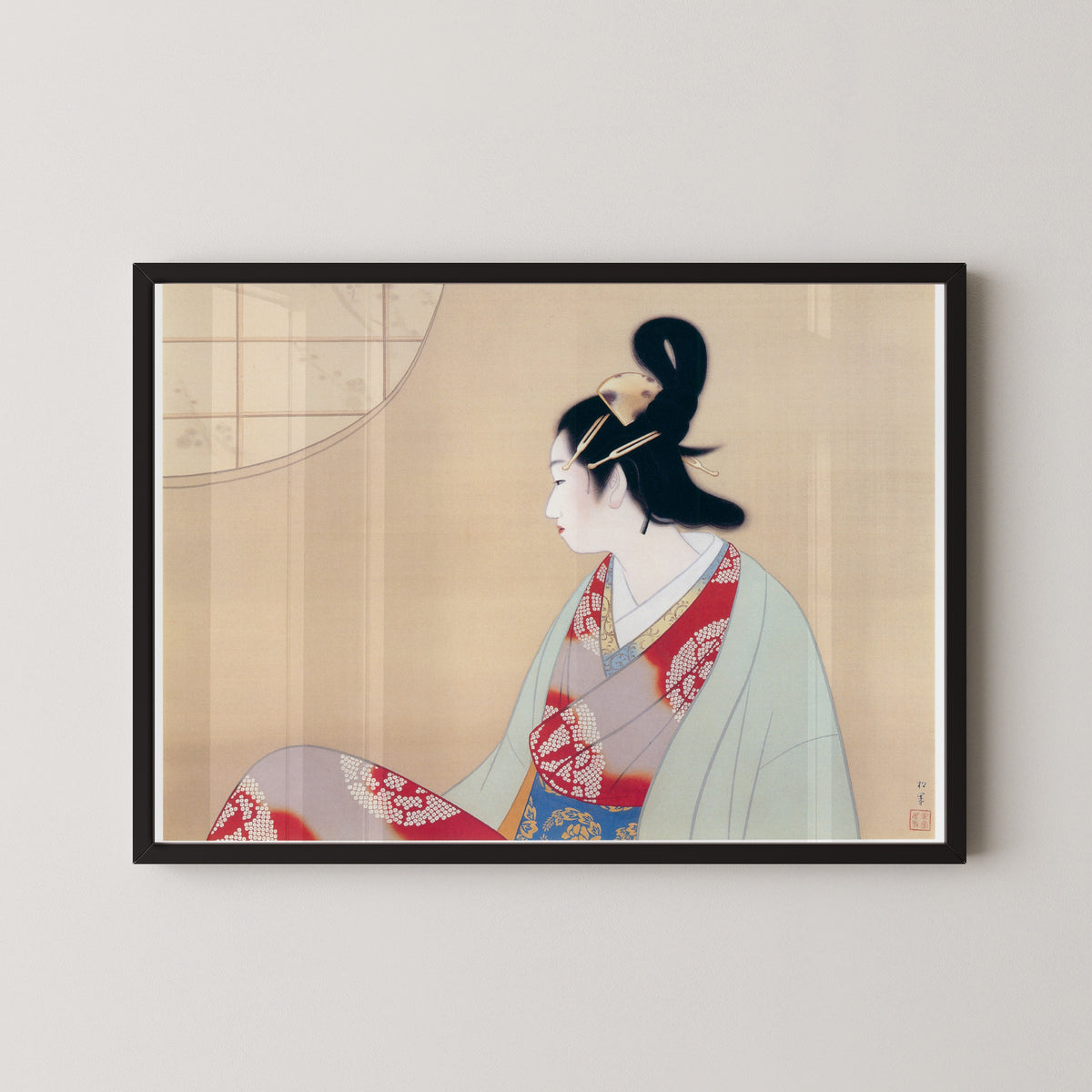 Uemura Shōen — Young Lady by a Round Window | Fine Art Print