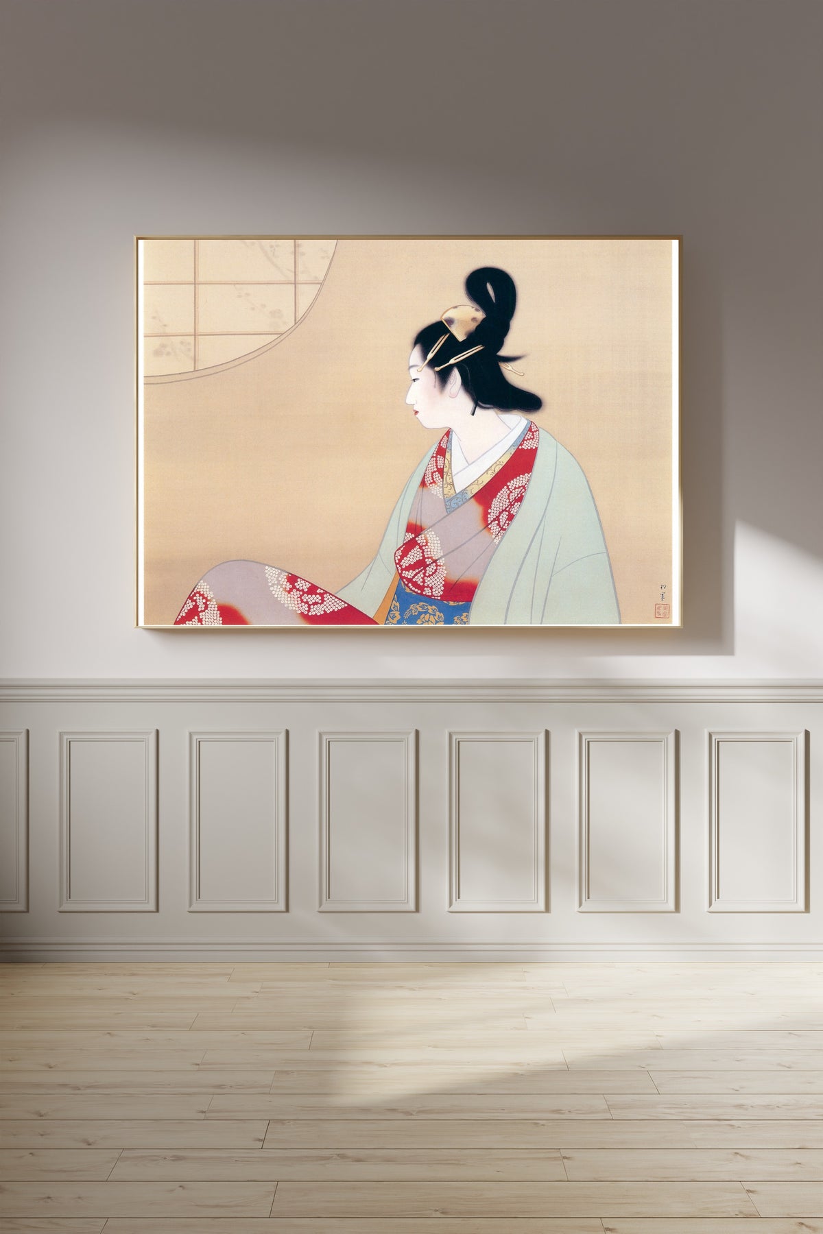 Uemura Shōen — Young Lady by a Round Window | Fine Art Print