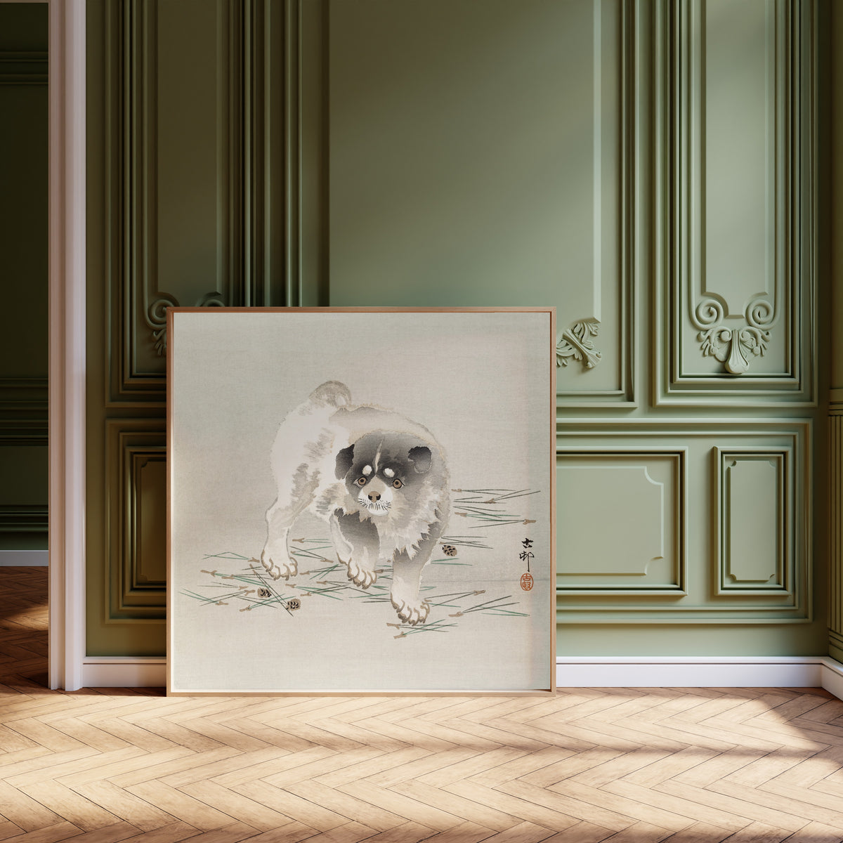 Ohara Koson — Young Dog | Japanese Bird & Flower Woodblock Print
