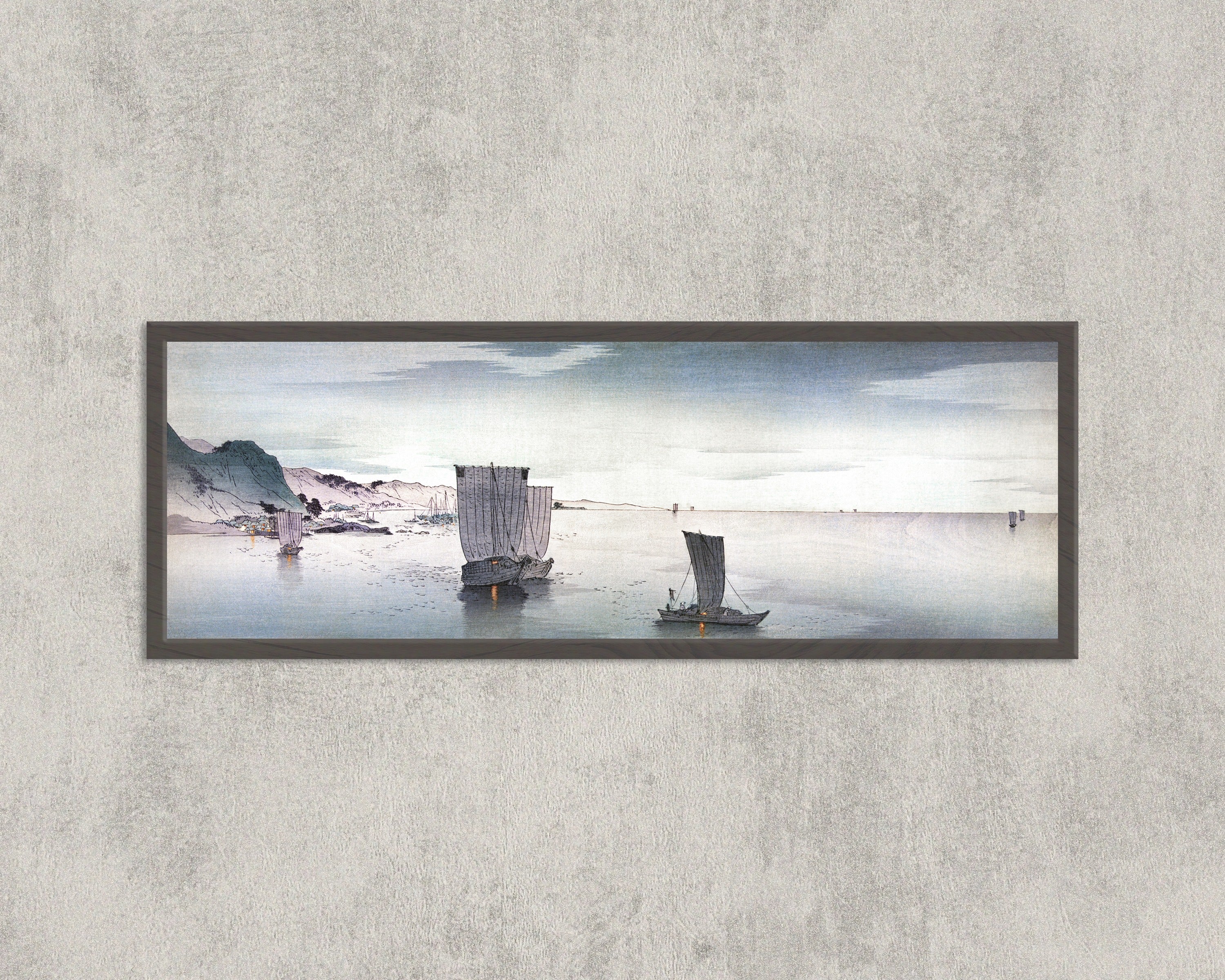 Ohara Koson — Sailing Boats at Dusk (Yūgure no hansen) | Japanese Bird & Flower Woodblock Print