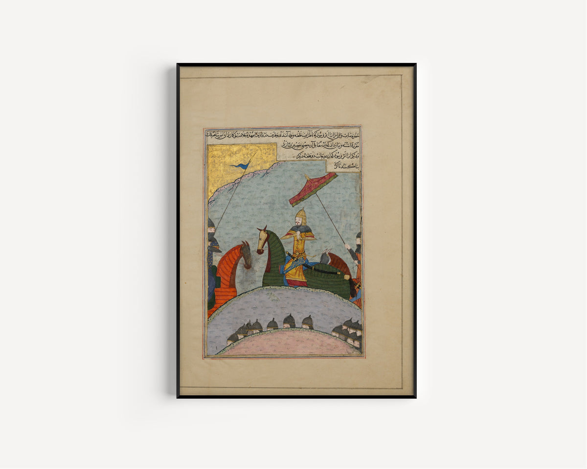 Zafarnama: Timur before Battle | Persian Miniature Art Print