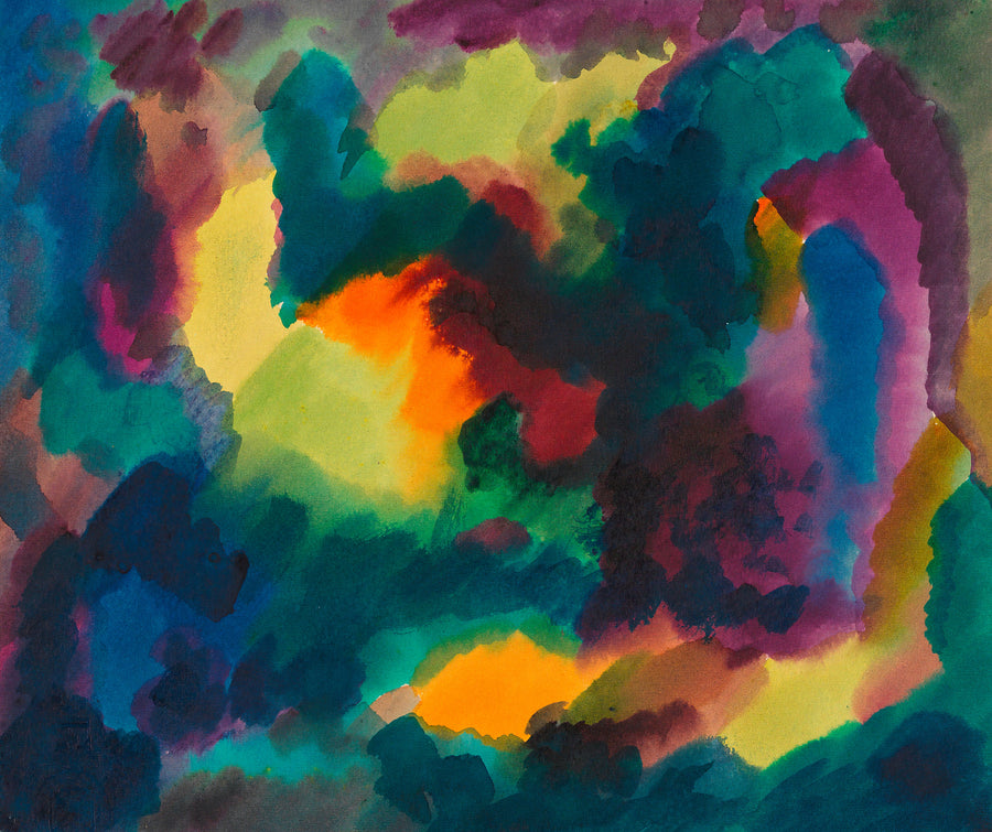 Karl Wiener — Zersetzung I (Decomposition I) | Abstract Art Print shown to scale on a wall above a sofa