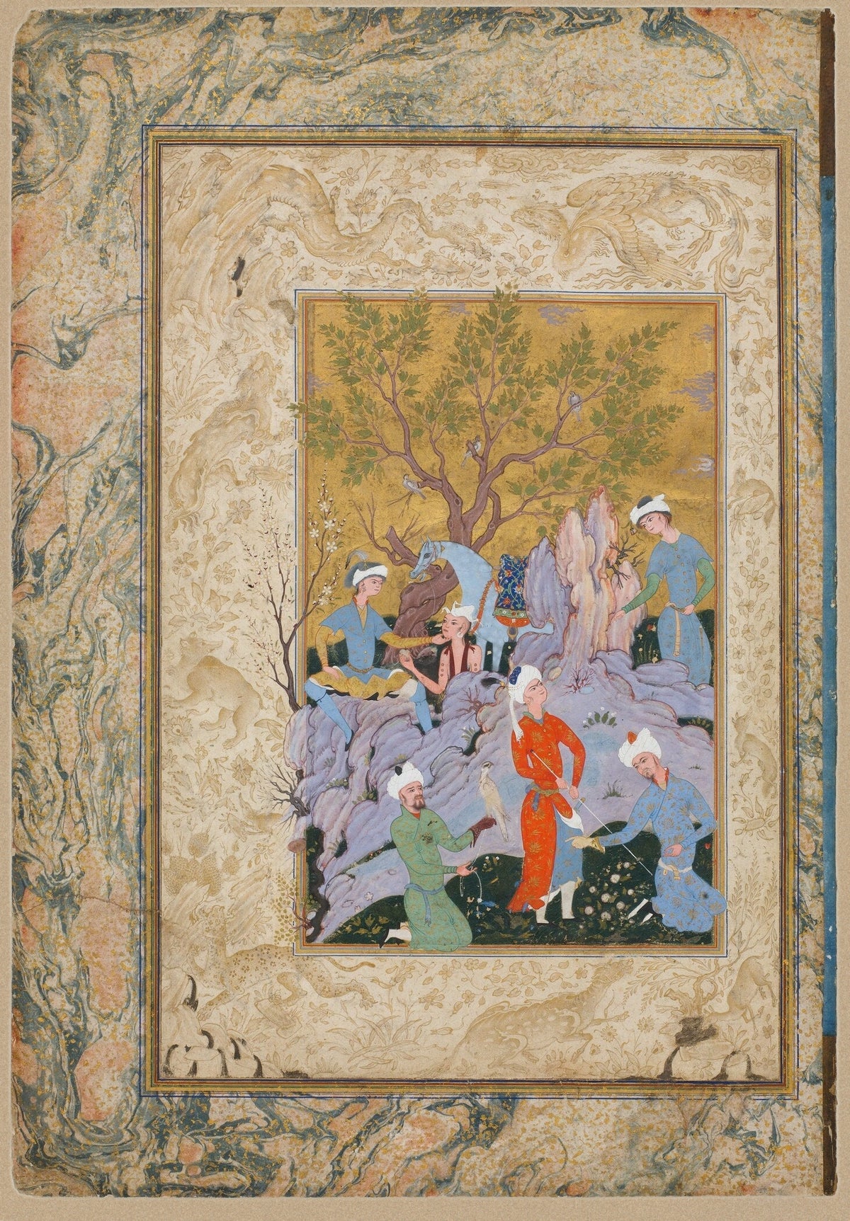 Persian Miniature — Princely Hawking Party | Persian Art Print - 9ArtPrints