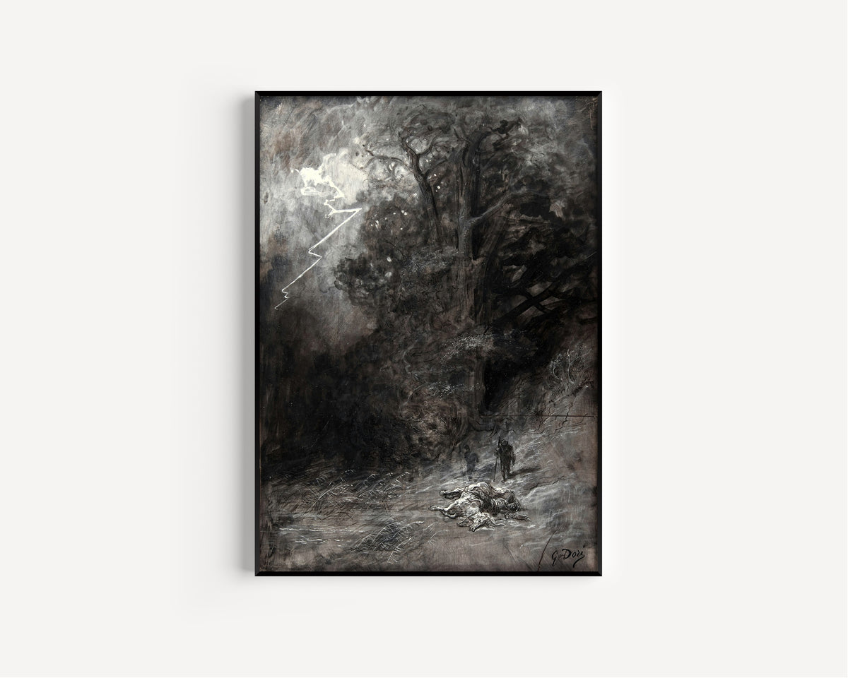 Gustave Doré — A Rider and a Dead Horse in a Landscape | Fine Art Print